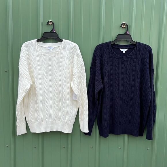 Women's Cable Knit Pullover Sweater, Midweight 2-Pack Size XXL - Picture 1 of 9